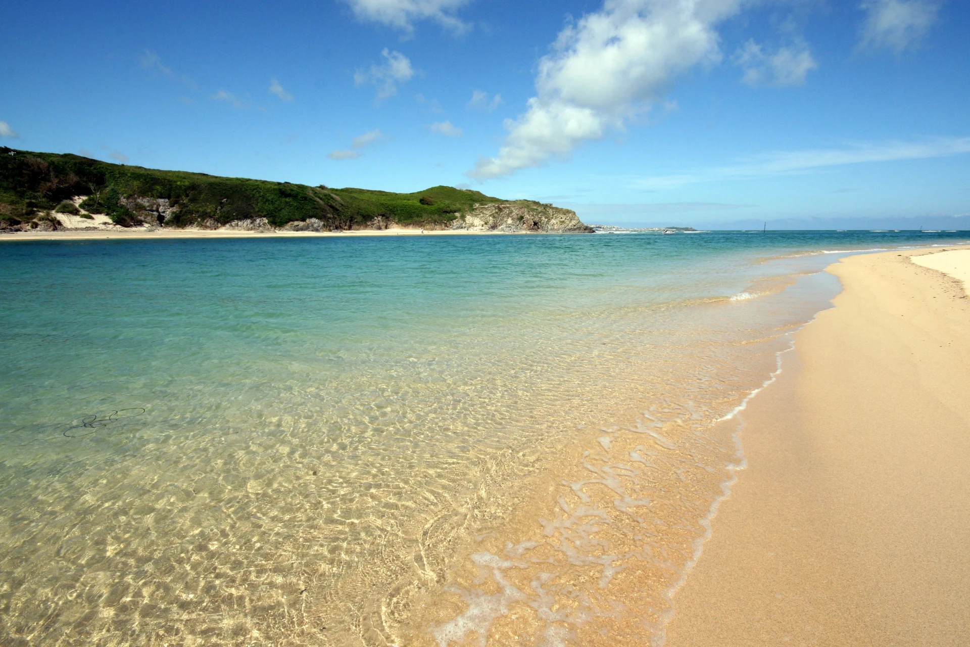 The lovely clear waters of Hayle Beach